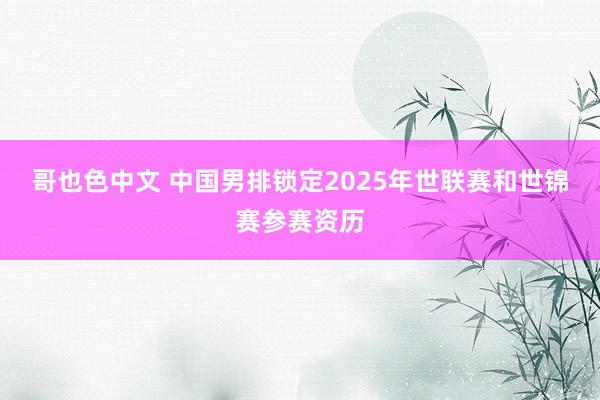 哥也色中文 中国男排锁定2025年世联赛和世锦赛参赛资历