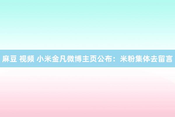 麻豆 视频 小米金凡微博主页公布：米粉集体去留言