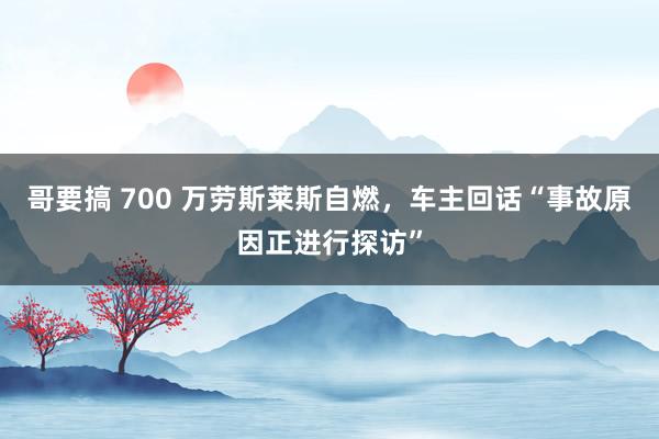 哥要搞 700 万劳斯莱斯自燃，车主回话“事故原因正进行探访”