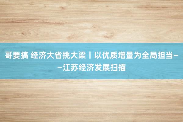 哥要搞 经济大省挑大梁丨以优质增量为全局担当——江苏经济发展扫描