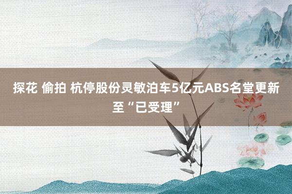 探花 偷拍 杭停股份灵敏泊车5亿元ABS名堂更新至“已受理”