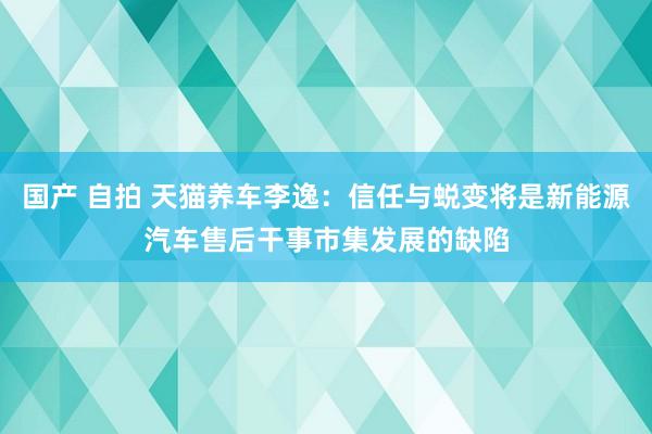 国产 自拍 天猫养车李逸：信任与蜕变将是新能源汽车售后干事市集发展的缺陷