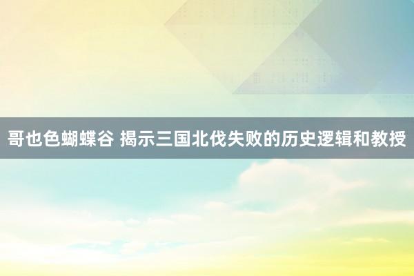 哥也色蝴蝶谷 揭示三国北伐失败的历史逻辑和教授