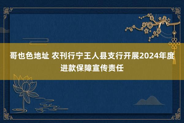 哥也色地址 农刊行宁王人县支行开展2024年度进款保障宣传责任