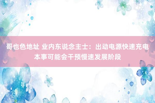 哥也色地址 业内东说念主士：出动电源快速充电本事可能会干预慢速发展阶段