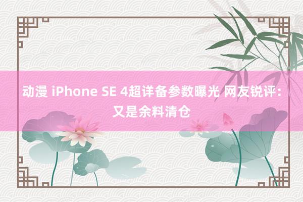 动漫 iPhone SE 4超详备参数曝光 网友锐评：又是余料清仓