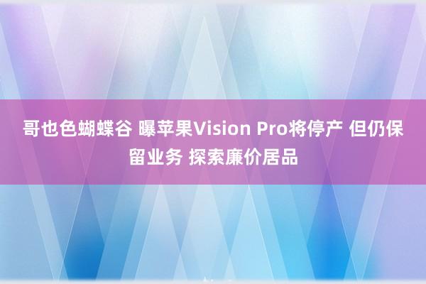 哥也色蝴蝶谷 曝苹果Vision Pro将停产 但仍保留业务 探索廉价居品