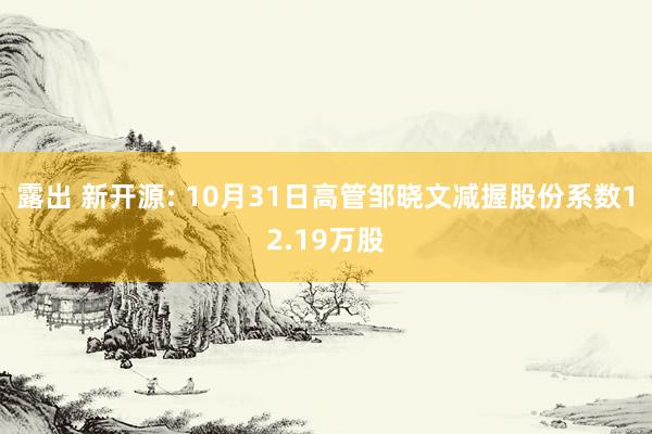 露出 新开源: 10月31日高管邹晓文减握股份系数12.19万股