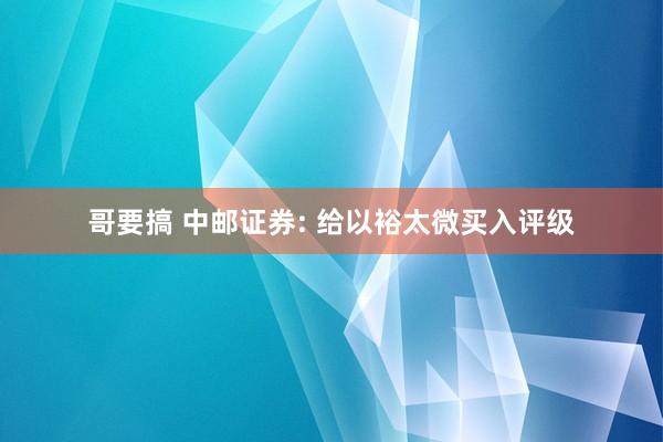 哥要搞 中邮证券: 给以裕太微买入评级