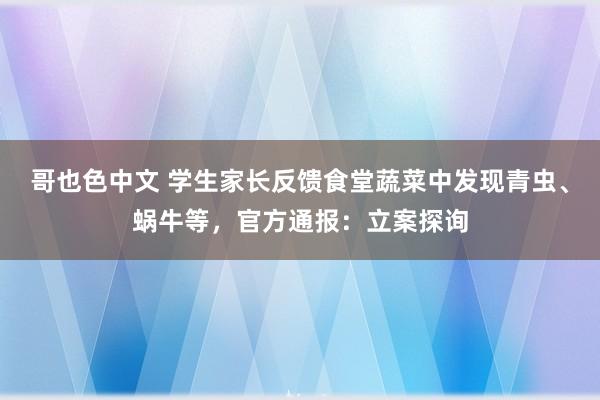 哥也色中文 学生家长反馈食堂蔬菜中发现青虫、蜗牛等，官方通报：立案探询