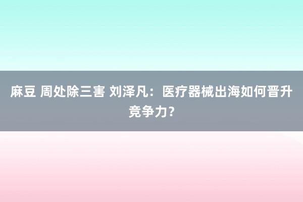 麻豆 周处除三害 刘泽凡：医疗器械出海如何晋升竞争力？