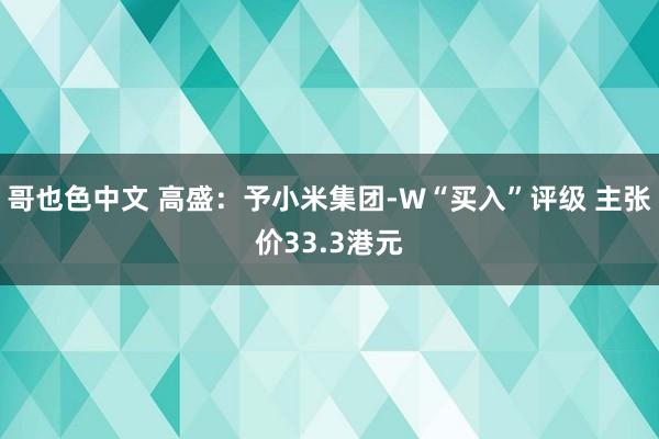 哥也色中文 高盛：予小米集团-W“买入”评级 主张价33.3港元