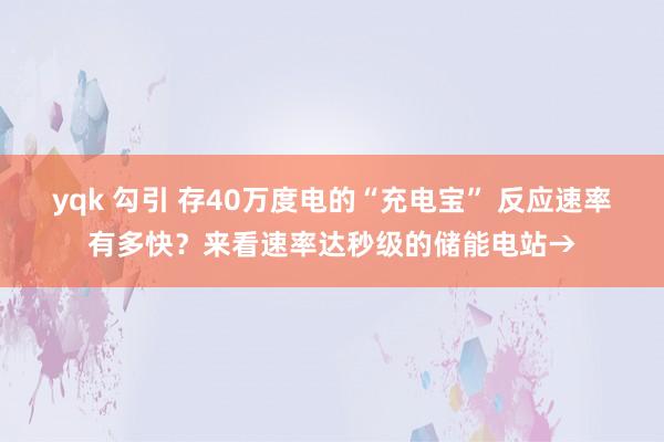 yqk 勾引 存40万度电的“充电宝” 反应速率有多快？来看速率达秒级的储能电站→