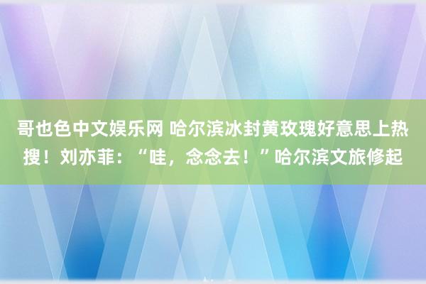 哥也色中文娱乐网 哈尔滨冰封黄玫瑰好意思上热搜！刘亦菲：“哇，念念去！”哈尔滨文旅修起