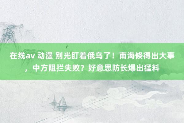 在线av 动漫 别光盯着俄乌了！南海倏得出大事，中方阻拦失败？好意思防长爆出猛料