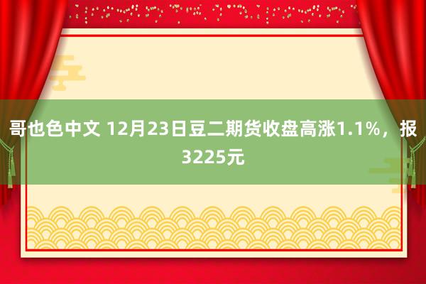 哥也色中文 12月23日豆二期货收盘高涨1.1%，报3225元