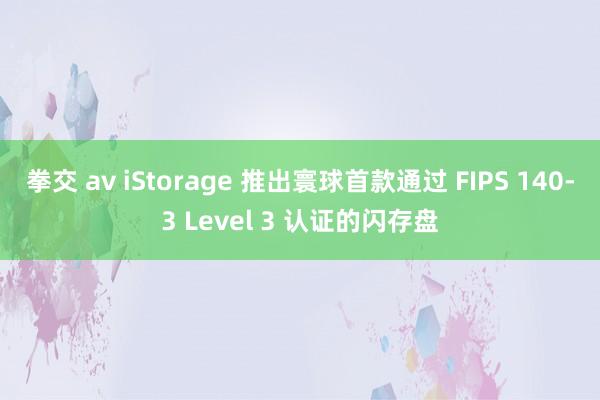 拳交 av iStorage 推出寰球首款通过 FIPS 140-3 Level 3 认证的闪存盘