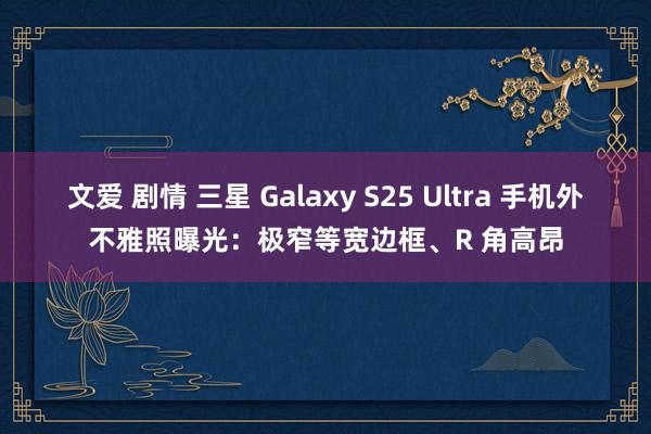 文爱 剧情 三星 Galaxy S25 Ultra 手机外不雅照曝光：极窄等宽边框、R 角高昂