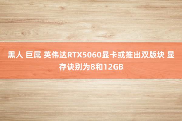 黑人 巨屌 英伟达RTX5060显卡或推出双版块 显存诀别为8和12GB