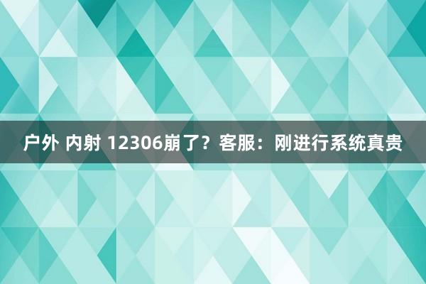 户外 内射 12306崩了？客服：刚进行系统真贵