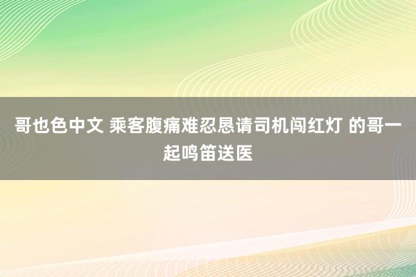 哥也色中文 乘客腹痛难忍恳请司机闯红灯 的哥一起鸣笛送医