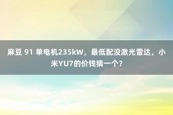 麻豆 91 单电机235kW，最低配没激光雷达，小米YU7的价钱猜一个？